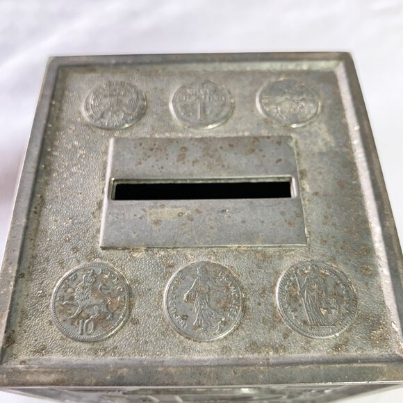 Décor | 🇭🇰 Vintage Pewter Coin Bank, Alphabet Block, Nursery, Made in Hong Kong - Picture 7 of 10